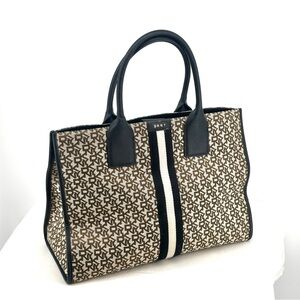 DKNY Carlotta Tote‎ Purse Bag Jaquard Logo Brown Black NWOT
